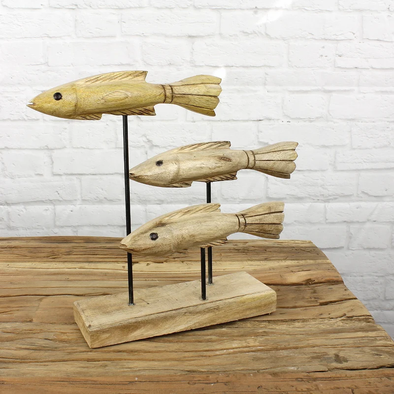 Dekoobjekt Fische Mangoholz