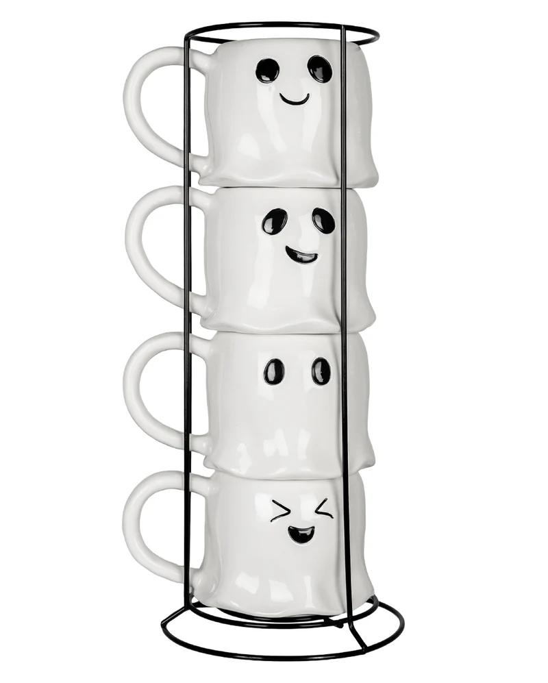 Stapelbare Gespenster Tassen aus Keramik 37cm