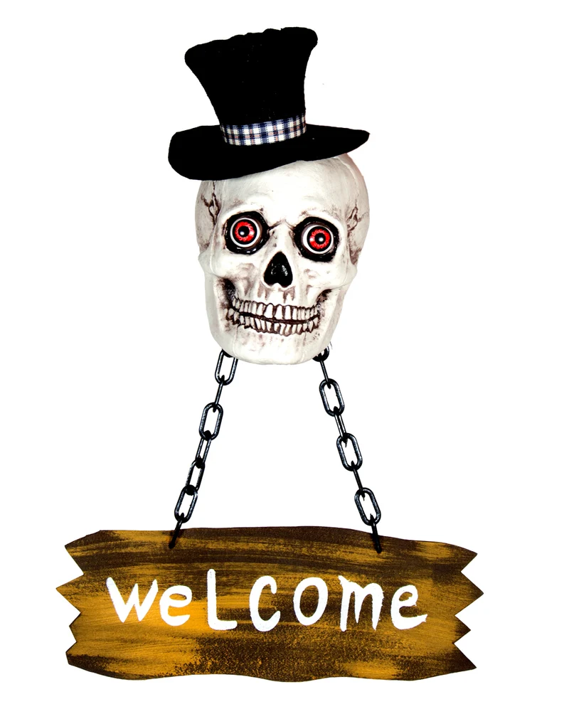 Totenschädel mit Leuchtaugen Welcome Schild 42cm