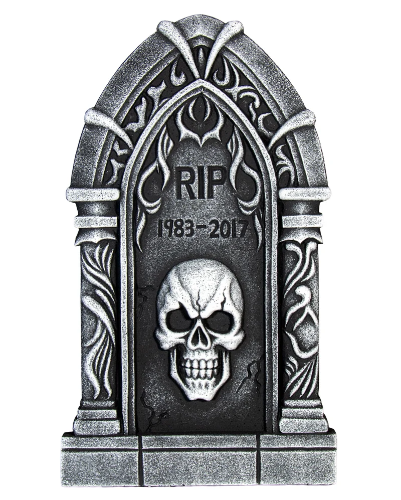 Gothic Cathedral Grabstein mit Totenkopf 66cm