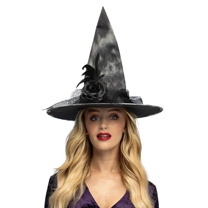 Halloween-Hexenhut Schwarz-Weiß