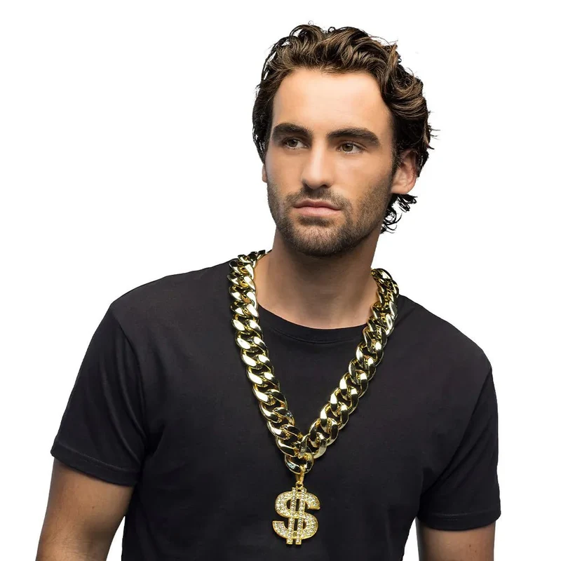 Goldene Halskette mit Dollar-Zeichen