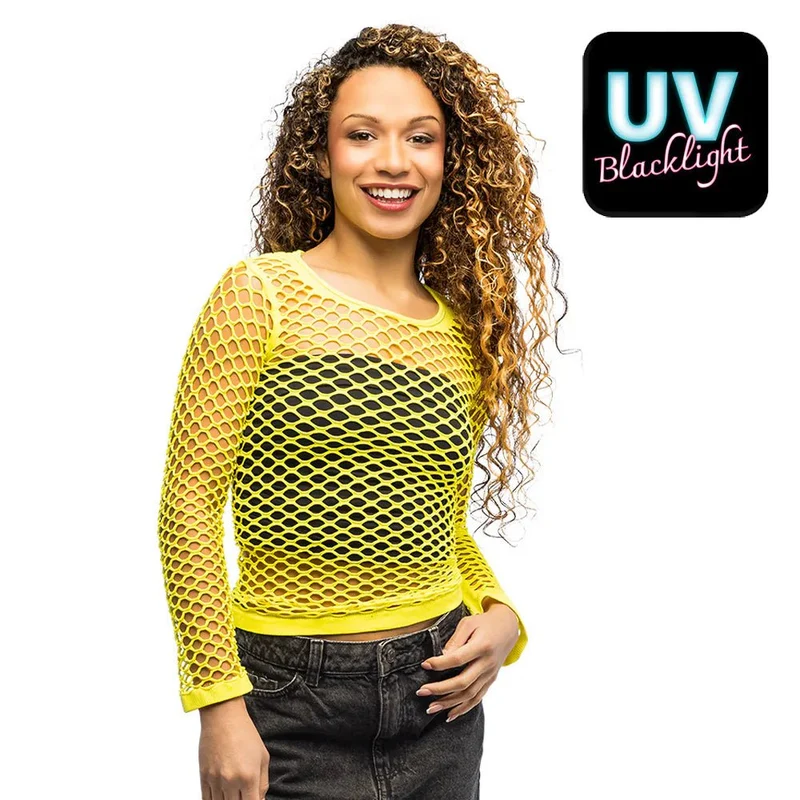 Fischernetz-Shirt Gelb