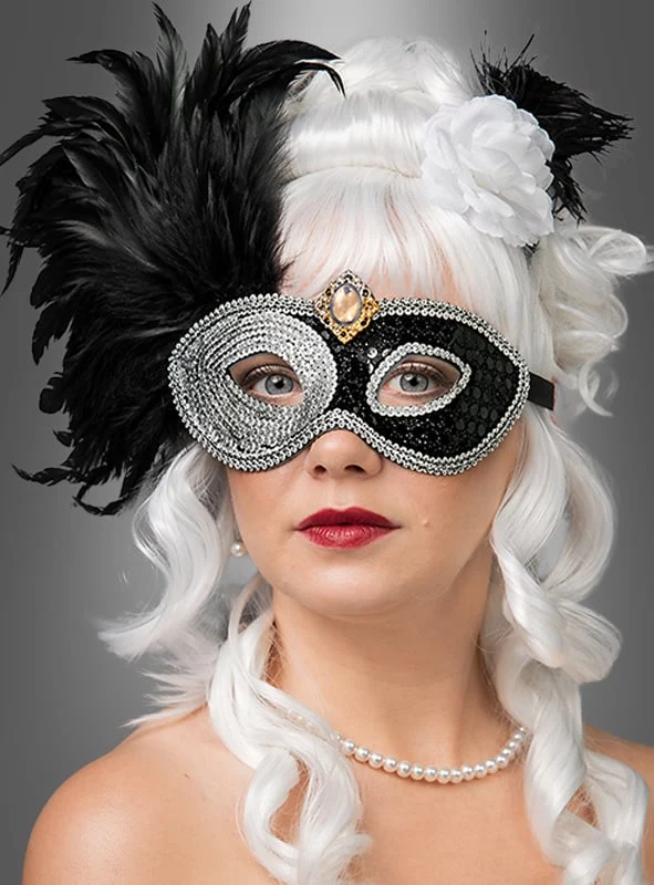 Venezianische Maske schwarz silber