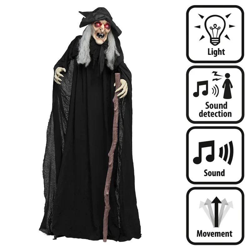 Halloween Heks Decoratie Endora 170 cm | Licht, Geluid & Beweging