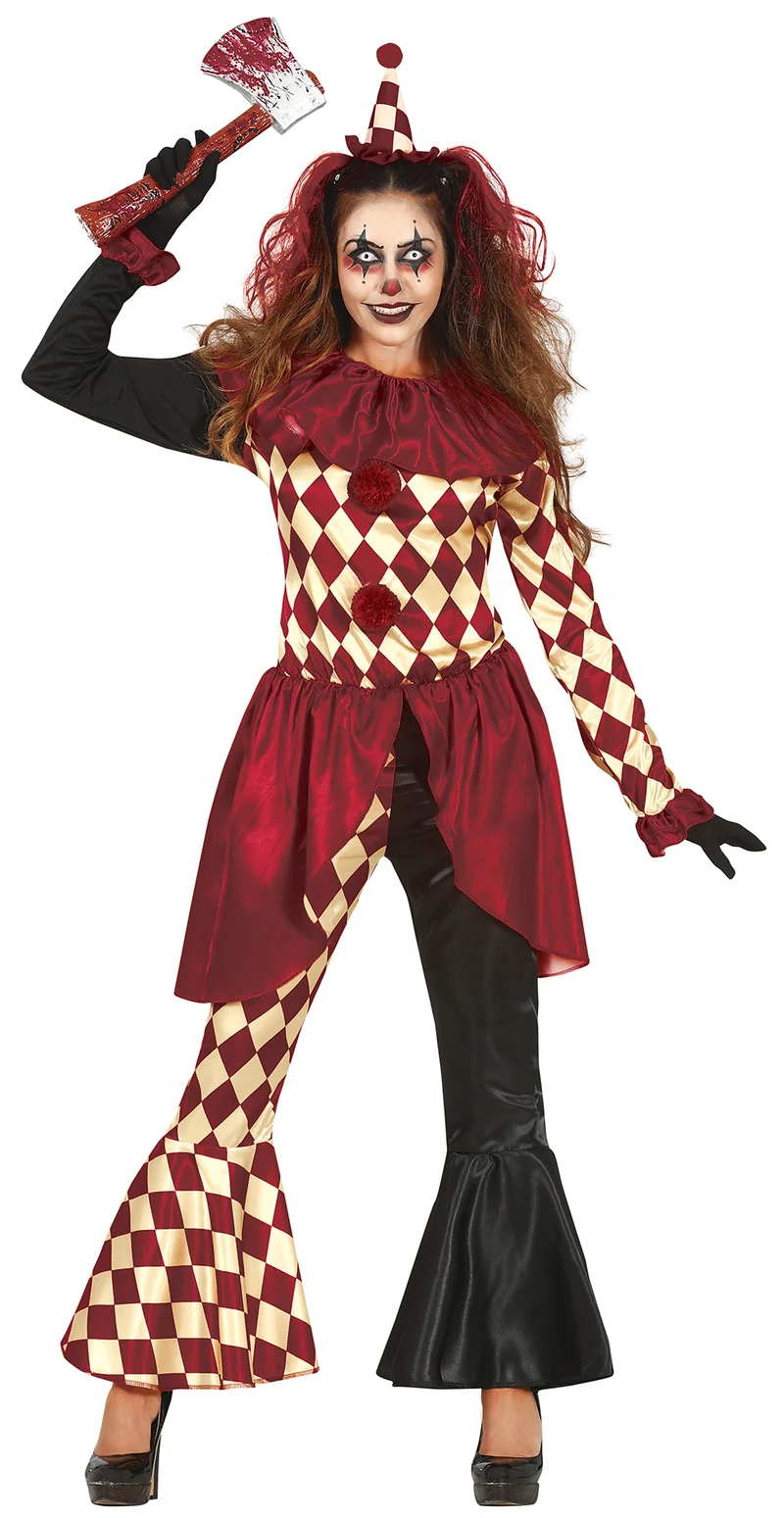 Horror Clown Kostuum Dames Rood – Eng Halloween Clown Kostuum