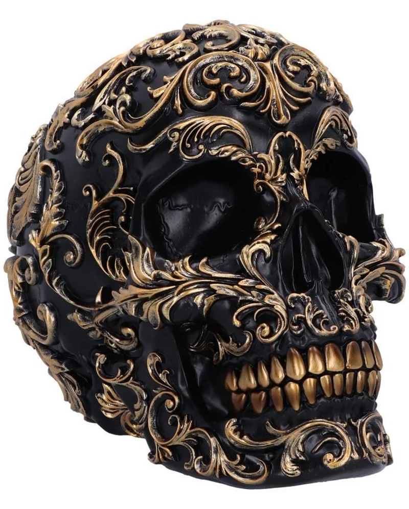 Renaissance Schwarz & Gold Totenschädel 19cm