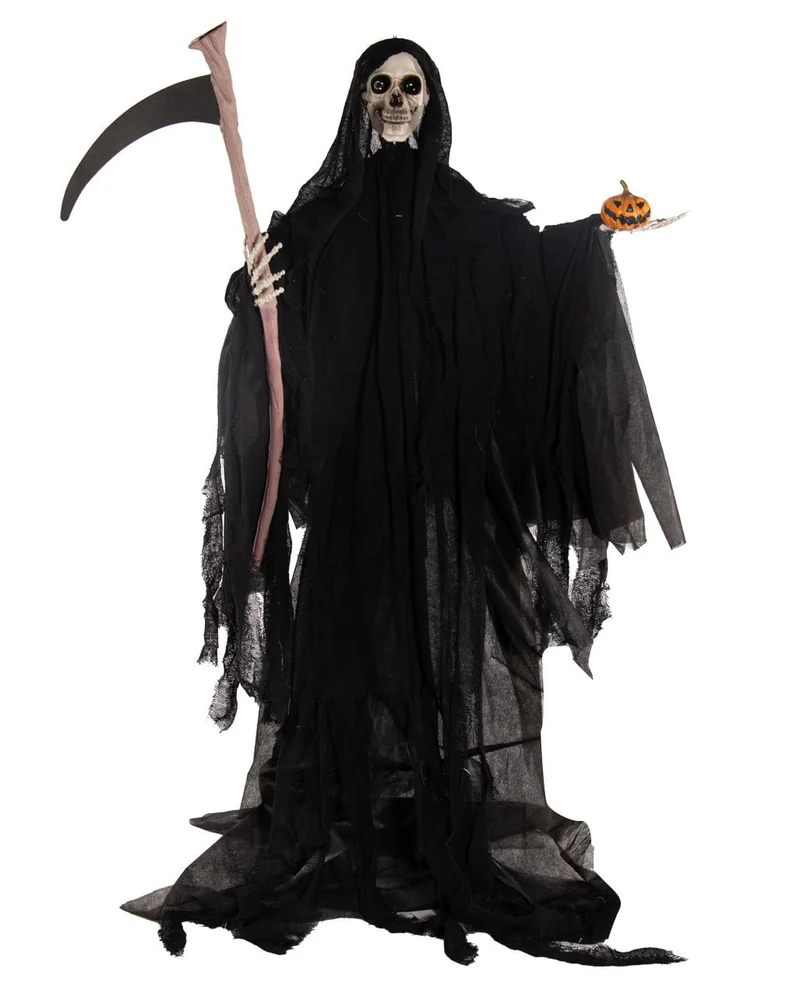 Grim Reaper Standfigur mit Sense, Licht & Sound