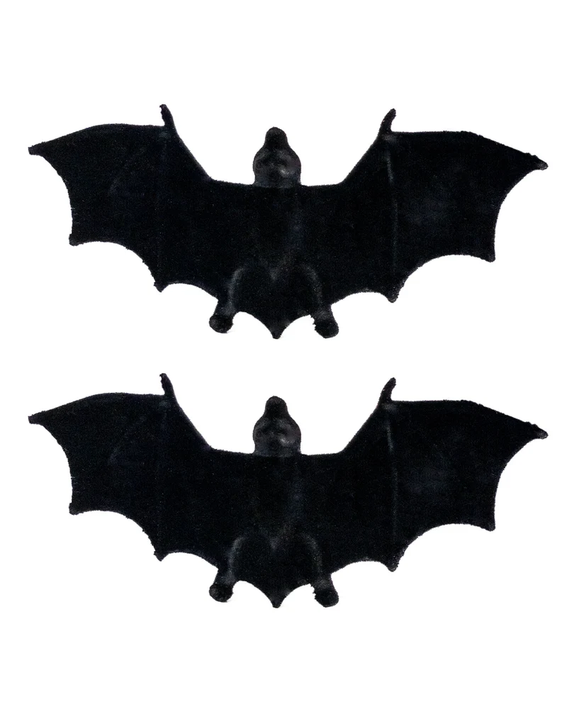 2 schwarze beflockte Fledermäuse