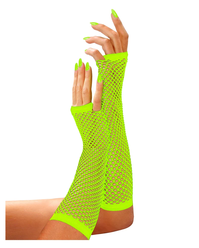 Neon Grüne Fingerlose Netzhandschuhe