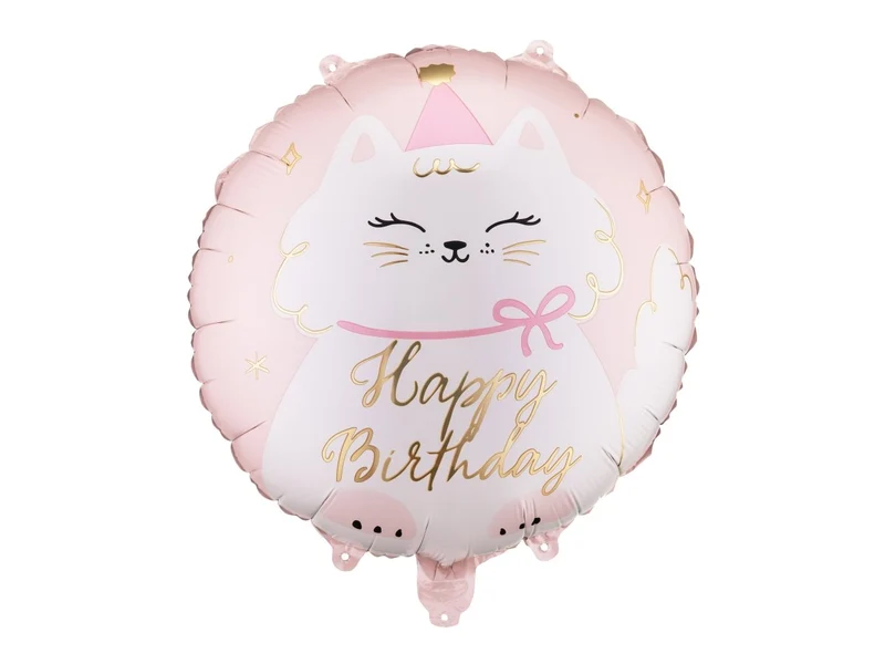 „Happy Birthday“-Folienballon „Kitten“, leer, 35 cm