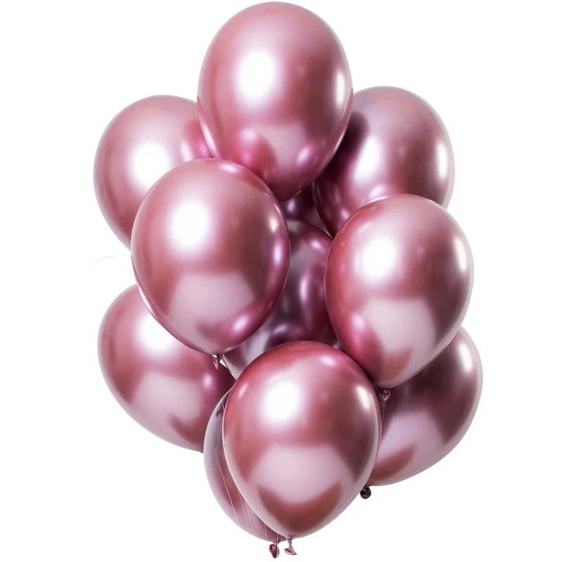 Rosa Ballons mit Spiegeleffekt, 33 cm, 12 Stück