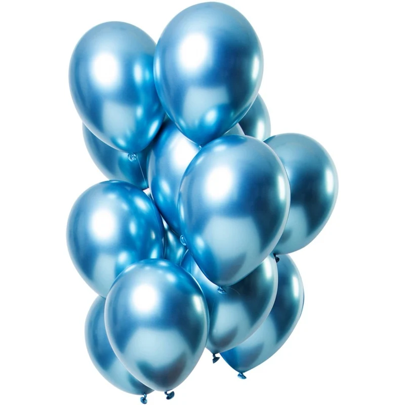 Blaue Luftballons mit Spiegeleffekt, 33 cm, 12 Stück