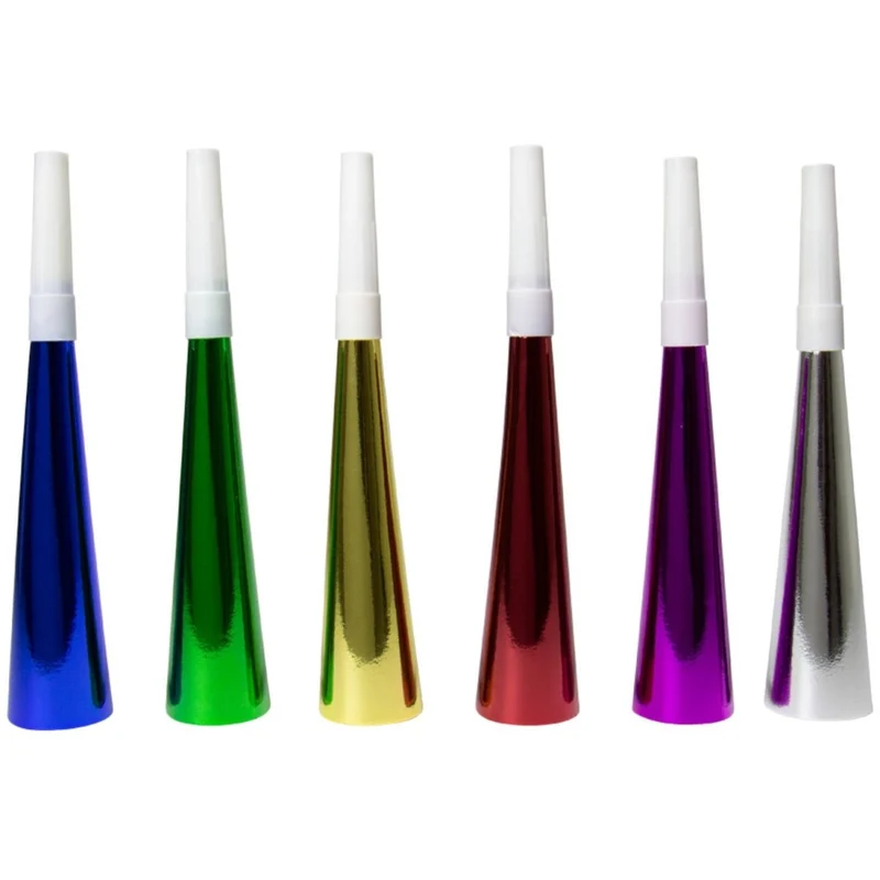 Bunte Partytröten, Metallic, 19 cm, 6 Stück