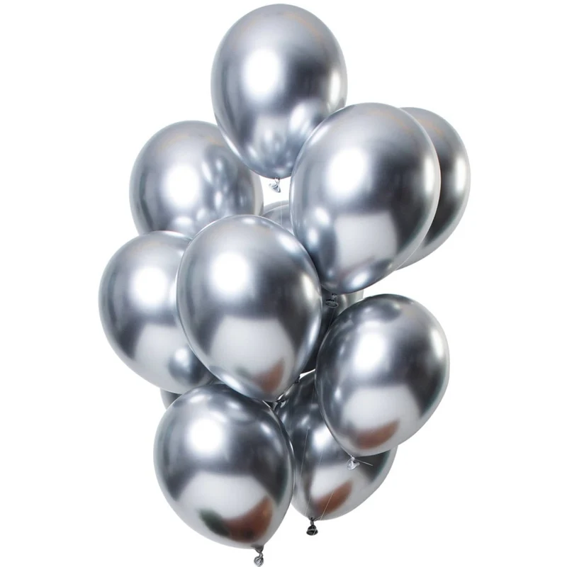 Silberne Ballons mit Spiegeleffekt, 33 cm, 12 Stück