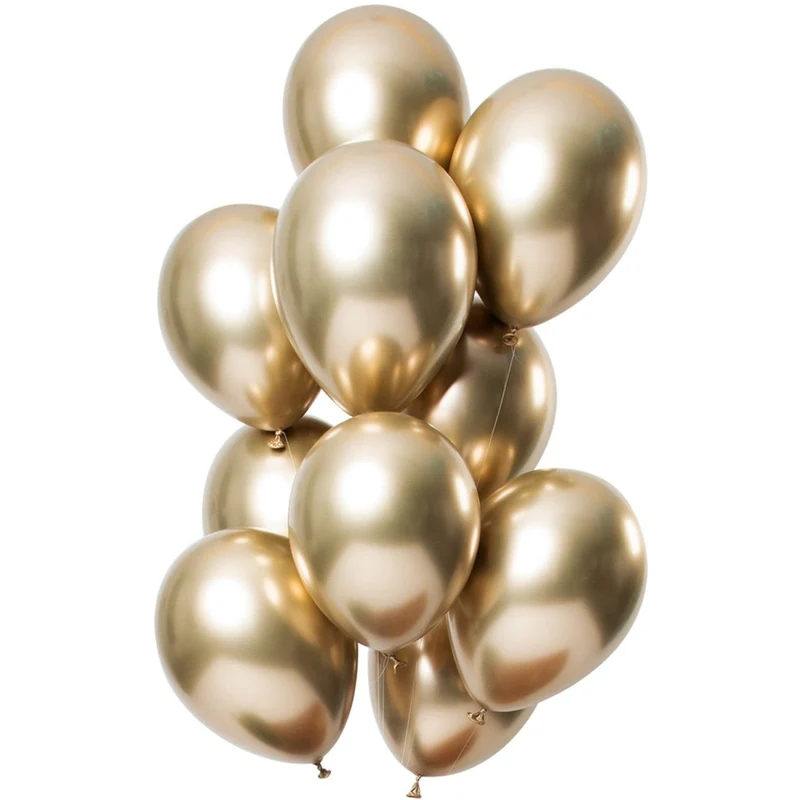 Goldene Ballons mit Spiegeleffekt, 33 cm, 12 Stück