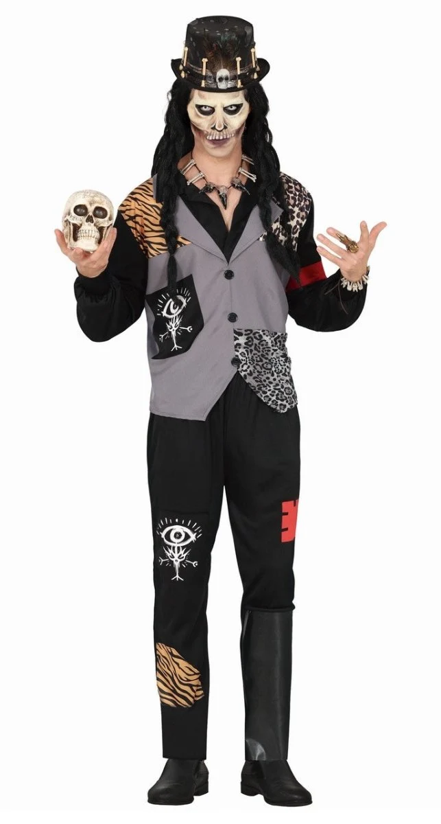 Halloween-Kostüm Schwarz-Grau für Herren – Voodoo