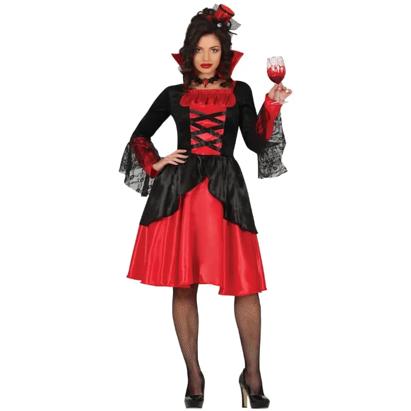 Halloween-Kostüm schwarz-rot für Damen: Vampirina