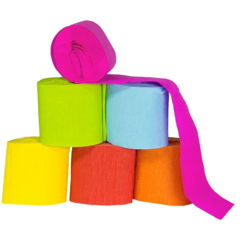 Farbiges Krepppapier, 10 m, 6 Stück