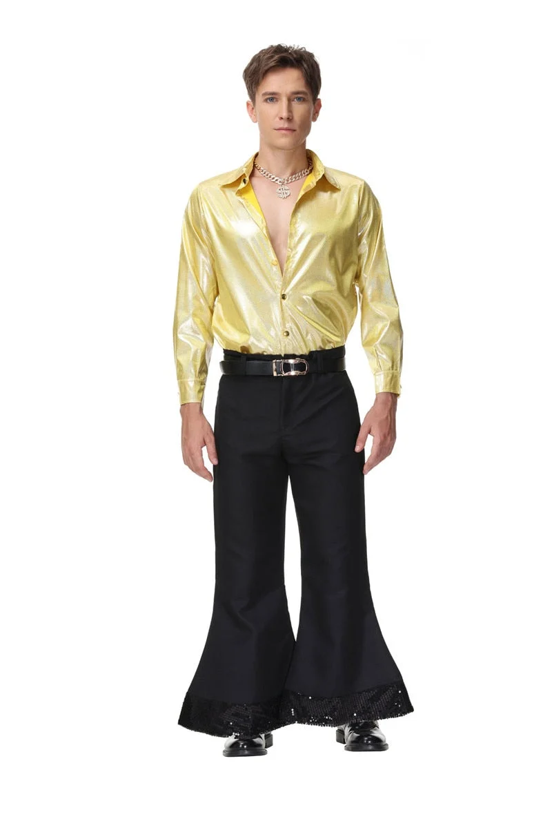 Disco Kostuum - Voor Mannen - Goud - Top + Broek
