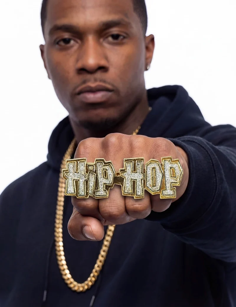 Hip-Hop Ring Gold für Erwachsene