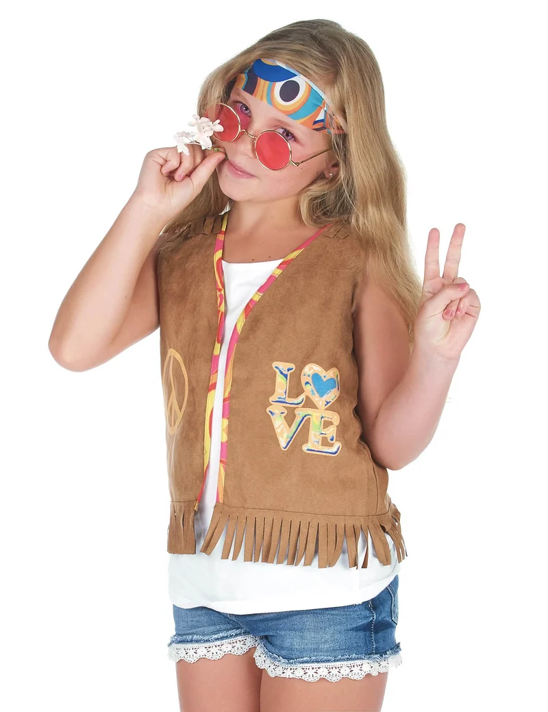 Hippie Weste für Mädchen mit Fransen Kostümzubehör braun