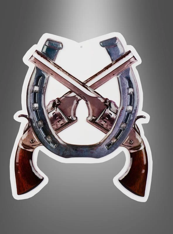 Wild West Wanddekoration Revolver & Hufeisen