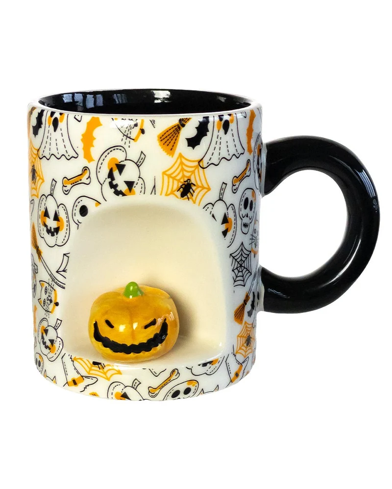 Halloween Kürbis Motiv Tasse mit Mini Kürbis