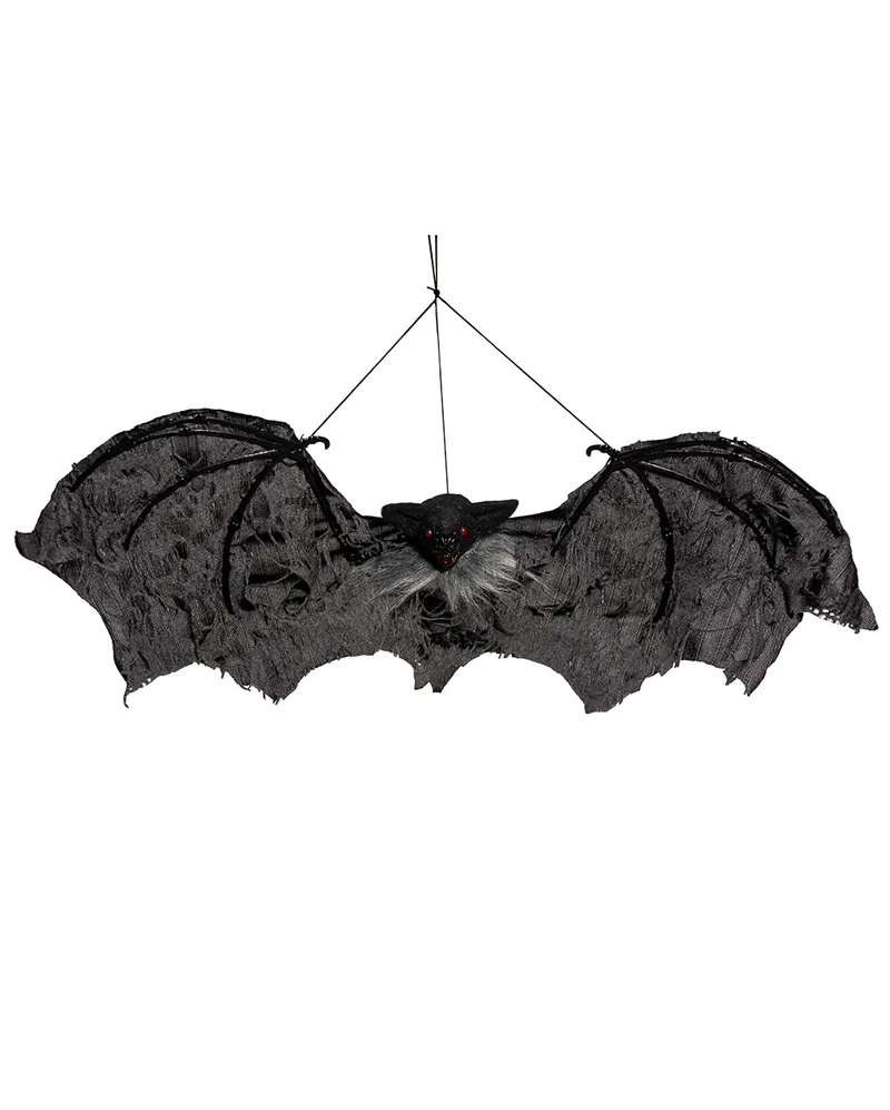 Schwarze Vampir Fledermaus mit Fetzenflügel 60cm