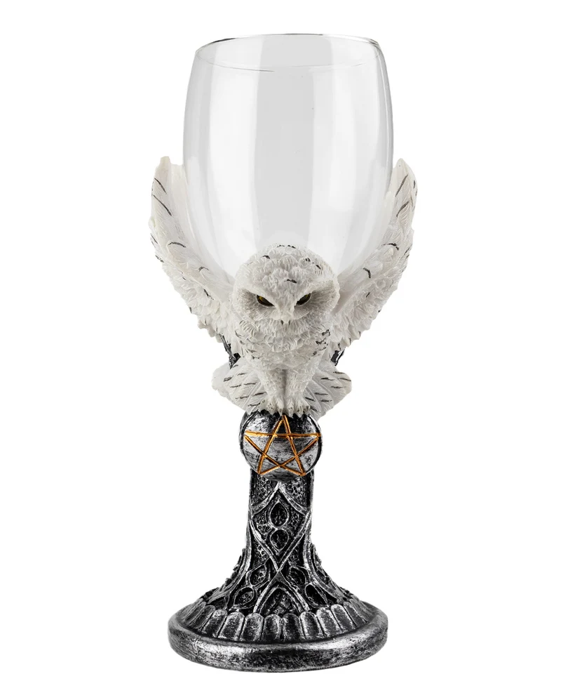 Glas mit Schneeeule & Pentagramm