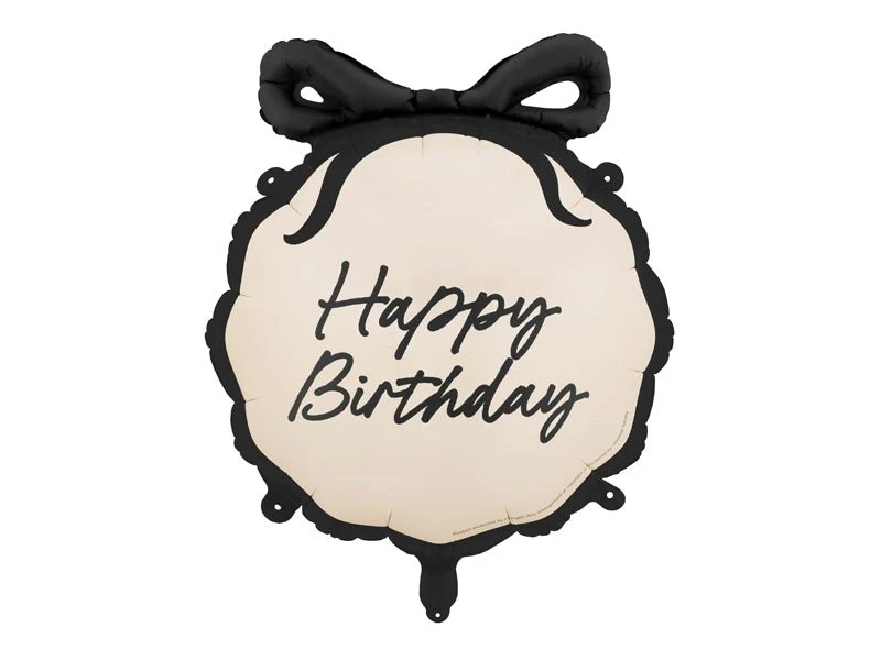 „Happy Birthday“-Folienballon, schwarz-cremefarben, leer, 45 cm