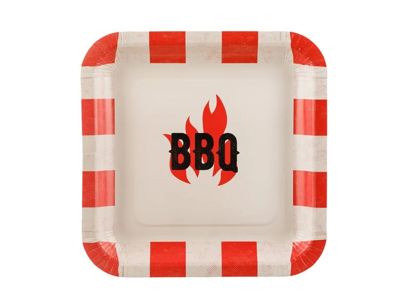 BBQ-Teller, rot-weiß, 26 cm, 6 Stück