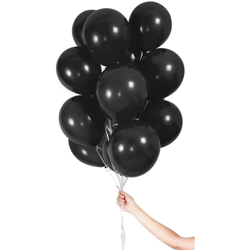 Schwarze Luftballons mit Band, 23 cm, 30 Stück