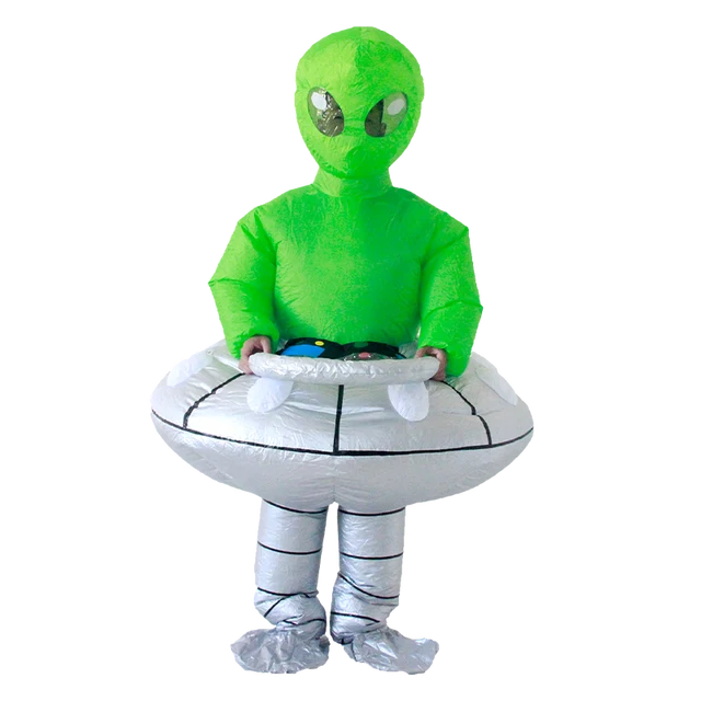 Opblaasbaar Alien Kostuum - Met UFO Benen - Voor Kinderen & Volwassenen