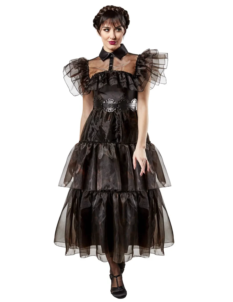 Wednesday Addams™ Kostüm Ballkleid für Damen schwarz