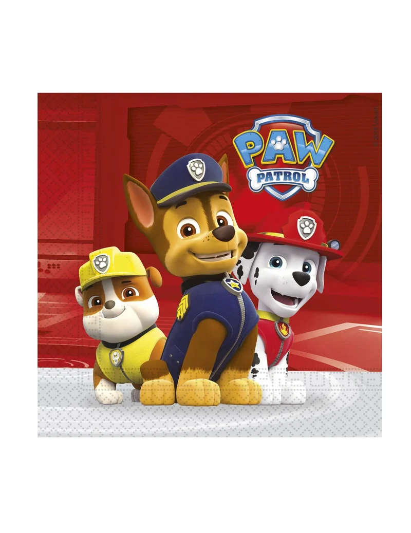 Paw Patrol™-Servietten Ruben, Chase & Marshall 20 Stück bunt 33x33cm