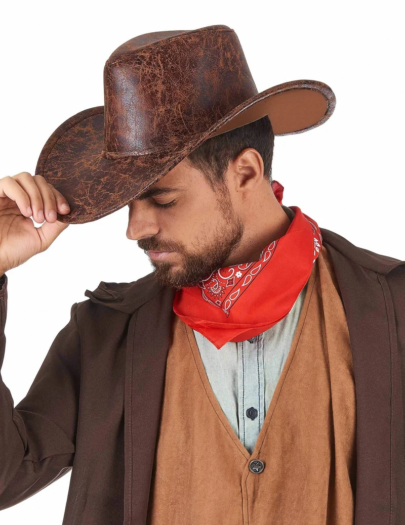 Hut Cowboy braun Kunstleder Erwachsene
