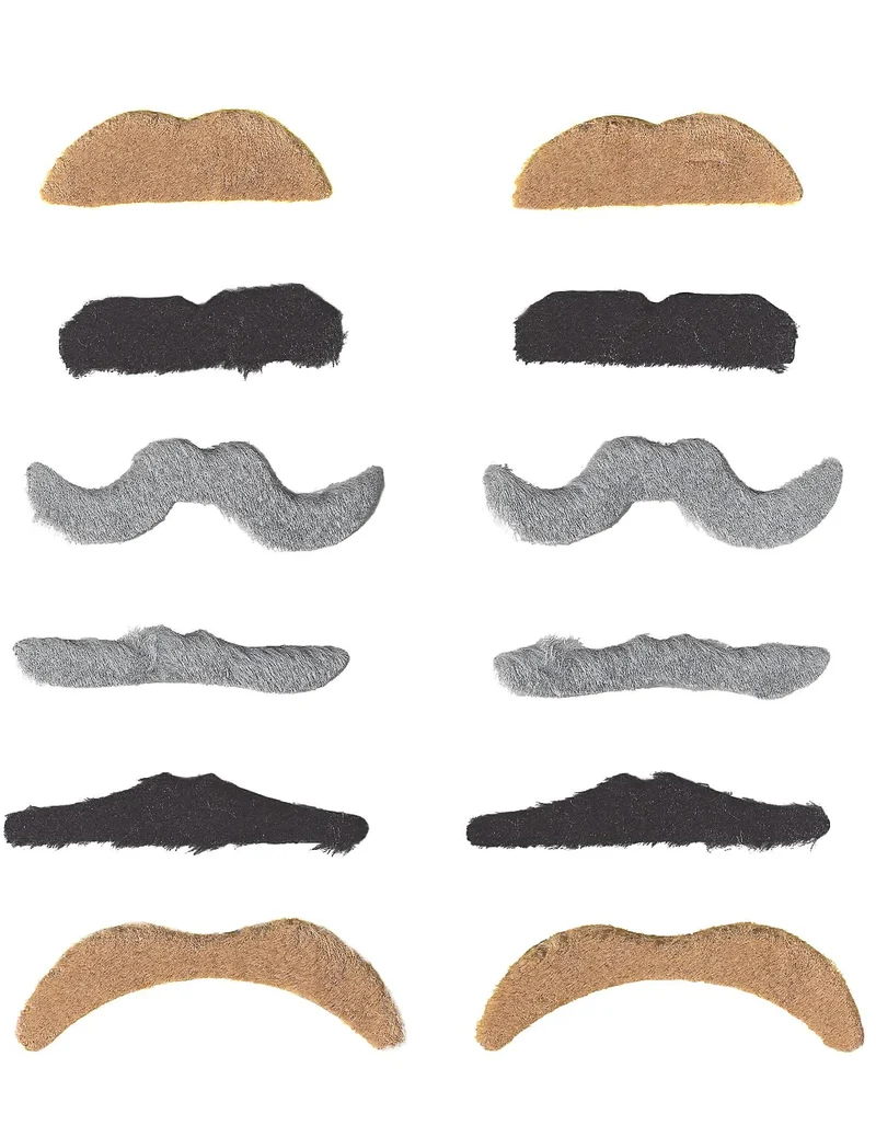 Bart-Set Moustaches 12 Stück für Erwachsene