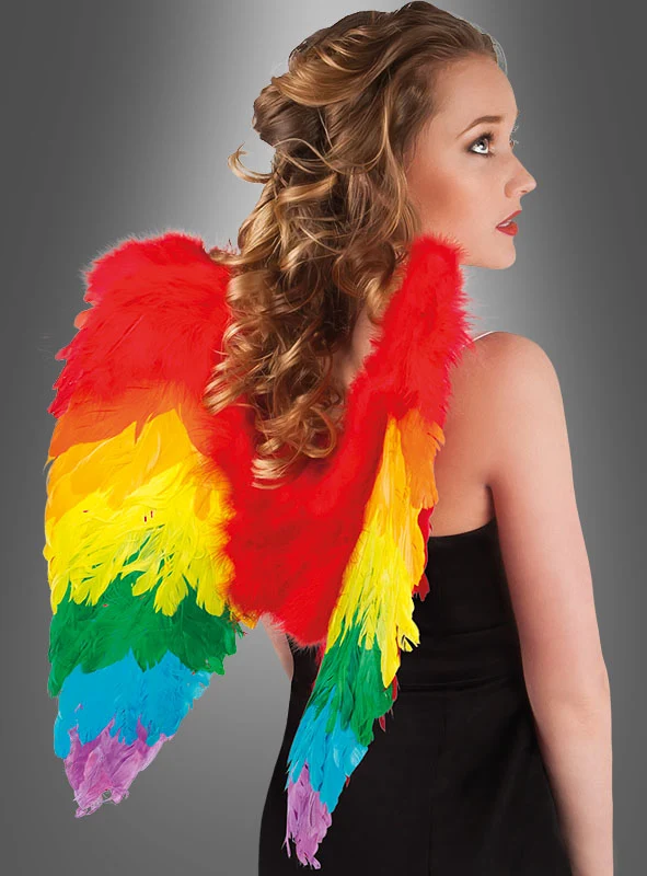 Regenbogen Flügel aus Federn bunt