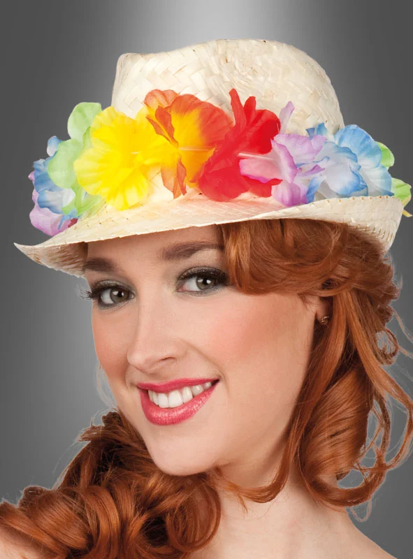 Strohhut mit Blumenkette