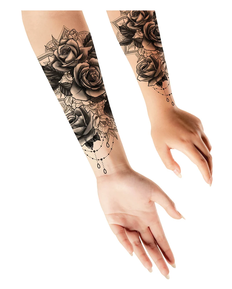 Temporäres Klebetattoo Rosen & Mandala