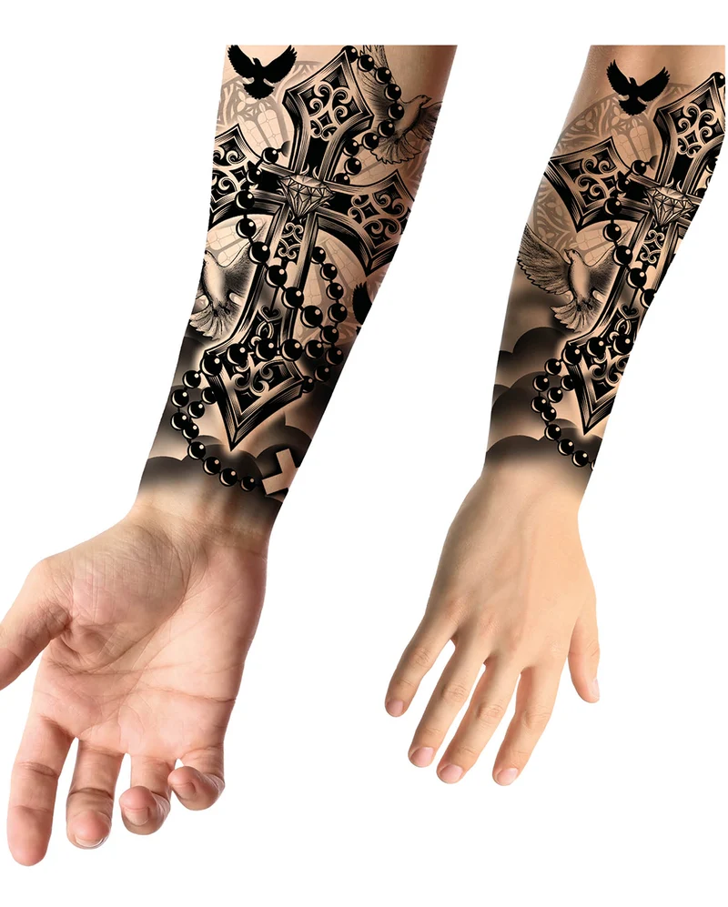Temporäres Klebetattoo Kreuz & Rosenkranz