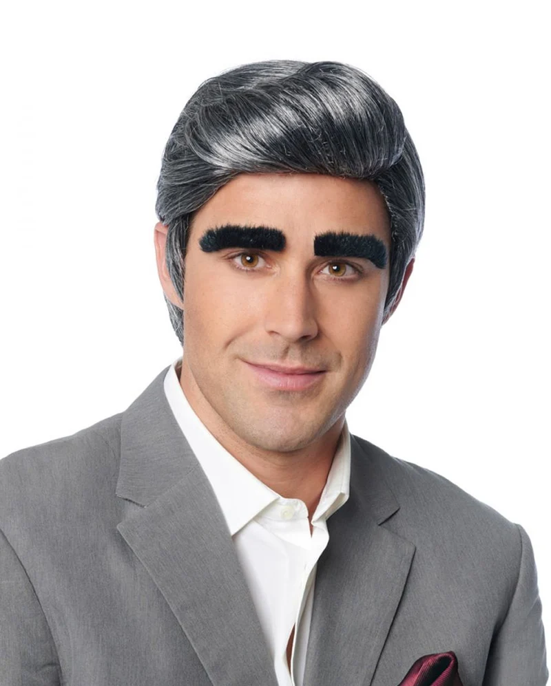 Herrenperücke Johnny mit Augenbrauen