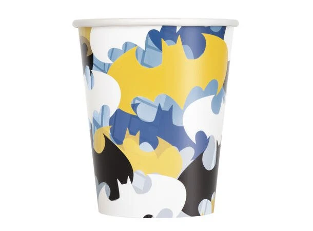 Batman-Becher, blau-gelb, 266 ml, 8er-Pack