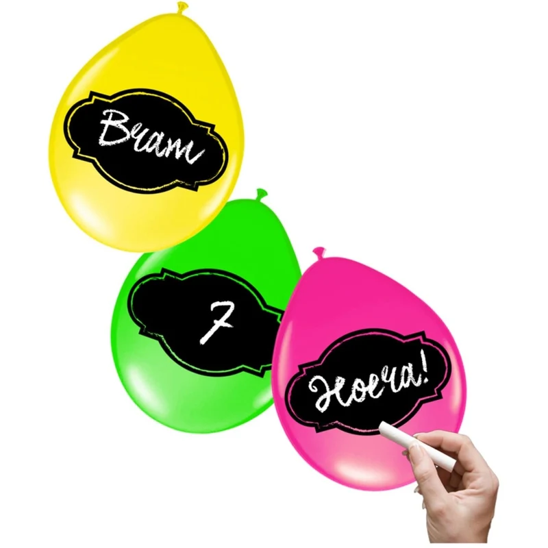 Neon-Ballons, beschreibbar, 30 cm, 6 Stück