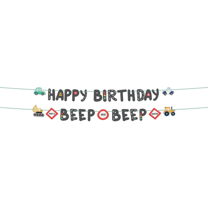 „Happy Birthday“-Banner „Fahrzeuge“, 1,5 m