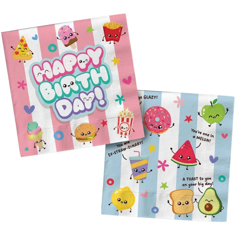 Kawaii Servietten „Happy Birthday“, 33 cm, 20 Stück