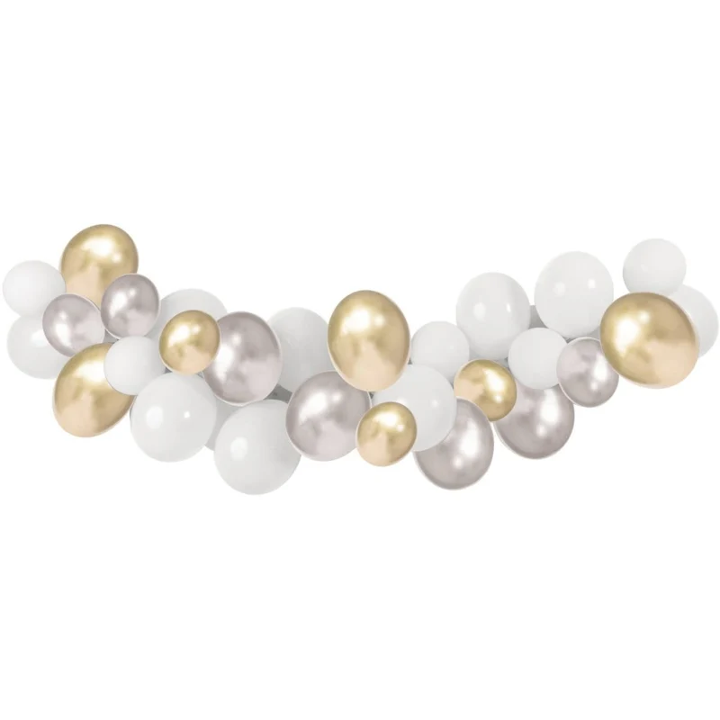 Bunter Ballonbogen – Gold, Silber, Weiß – 3 m