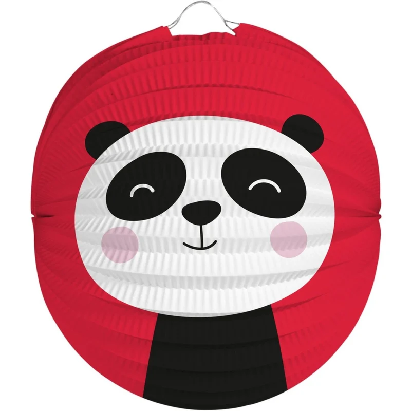 Panda-Lampion Rot Weiß Schwarz 22 cm