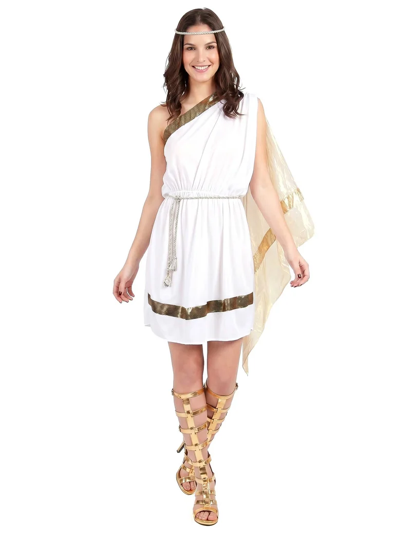 Elegantes Römerinnen-Kostüm für Damen weiss-goldfarben